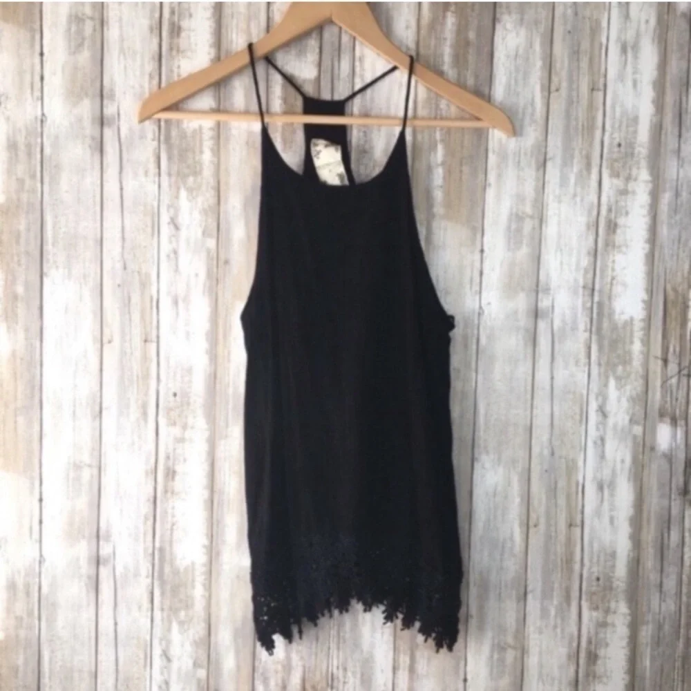 Blu Pepper Black Lace Bottom Tank - Picture 1 of 4